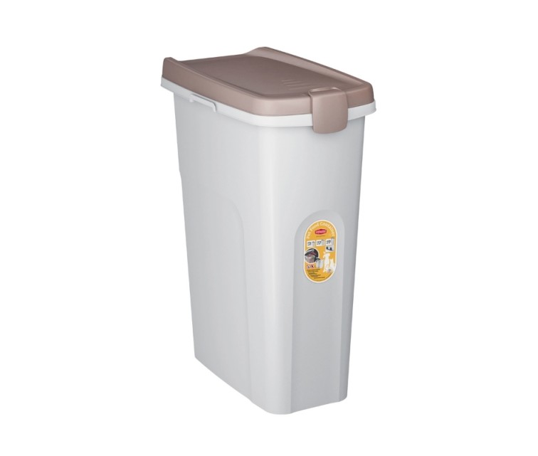 Trauks ar riteņiem mājdzīvnieku barības uzglabāšanai 15kg 40L 45x27x61cm balts/gaiši pelēks Trauks ar riteņiem mājdzīvnieku barības uzglabāšanai 15kg 40L 45x27x61cm balts/gaiši pelēks