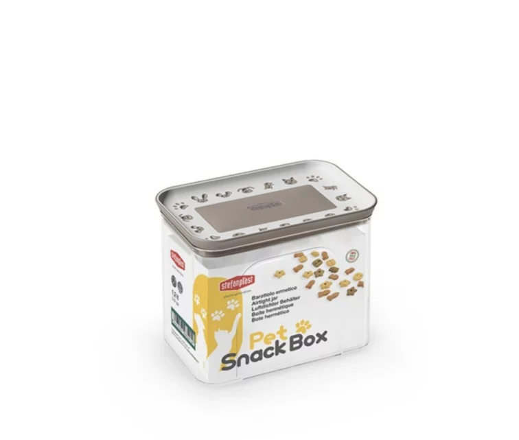 Ristkülikukujuline hermeetiline konteiner lemmikloomatoidu säilitamiseks 1,2L 10x15,5x12cm valge/helehall Ristkülikukujuline hermeetiline konteiner lemmikloomatoidu säilitamiseks 1,2L 10x15,5x12cm valge/helehall