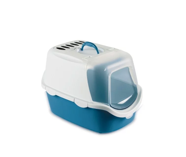 Kaķu tualete slēgtā Cathy Easy Clean 56x40x40cm balta/zila Kaķu tualete slēgtā Cathy Easy Clean 56x40x40cm balta/zila
