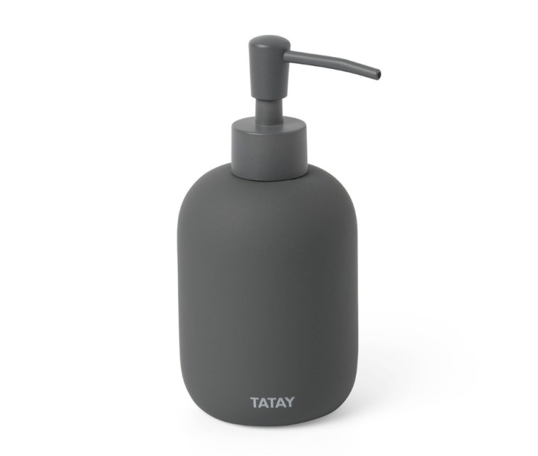 Container for liquid soap Soft ceramic, anthracite grey