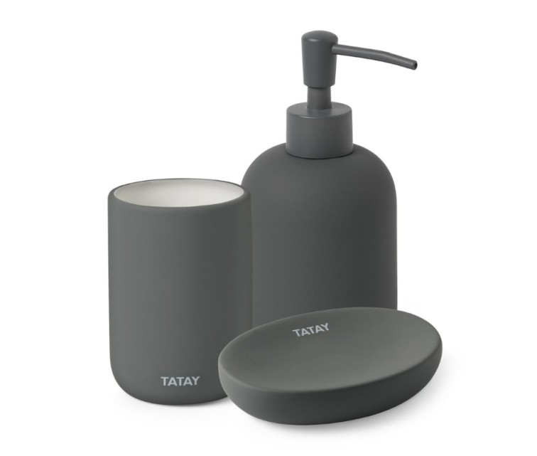 Container for liquid soap Soft ceramic, anthracite grey