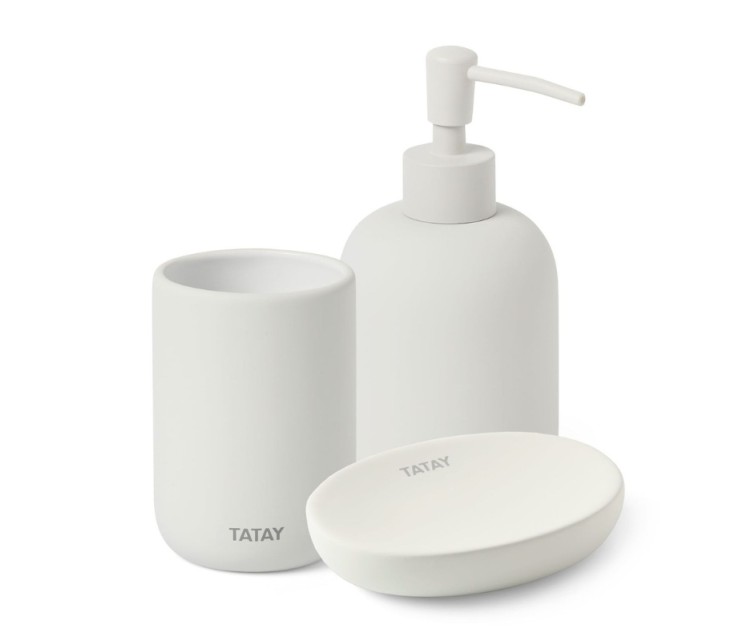 Container for liquid soap Soft ceramic, white
