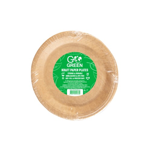 Kraftpapīra šķīvji Go Green Ø18cm 20 gab./ 0,14kg Kraftpapīra šķīvji Go Green Ø18cm 20 gab./ 0,14kg