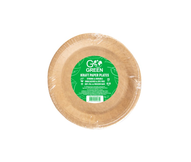 Kraft paper plates Go Green Ø18cm 20 pcs/0,14kg