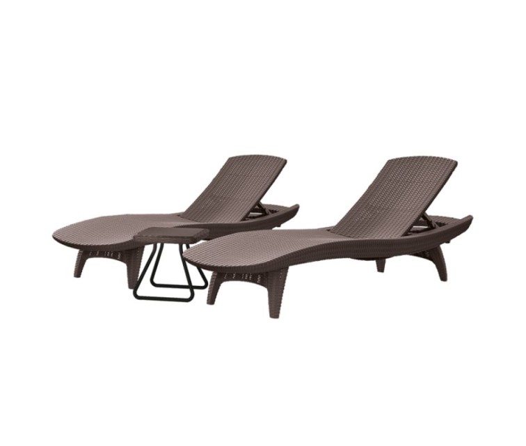 Sun loungers Pacific set 2 pcs + table brown