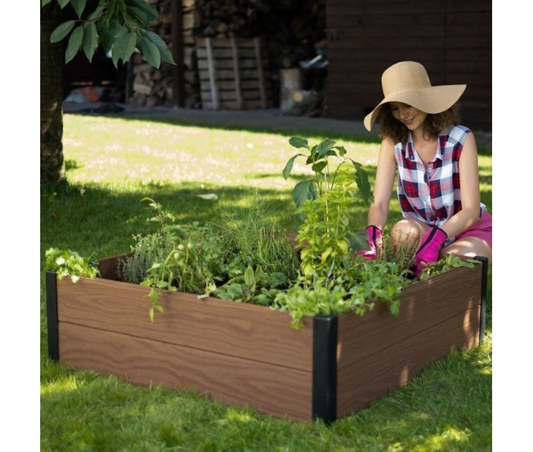 Edging for square flower bed Maple Square 106x106x32cm brown