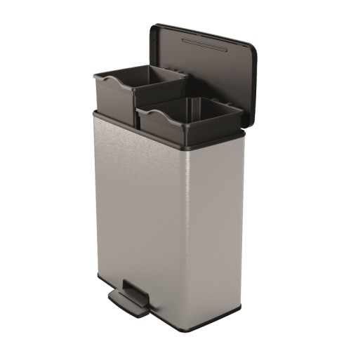 Metallic waste pedal bin Deco Bin Duo 26+26L silver