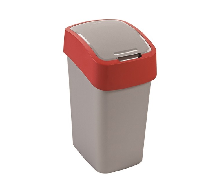 Waste bucket Flip Bin 9L silver/red