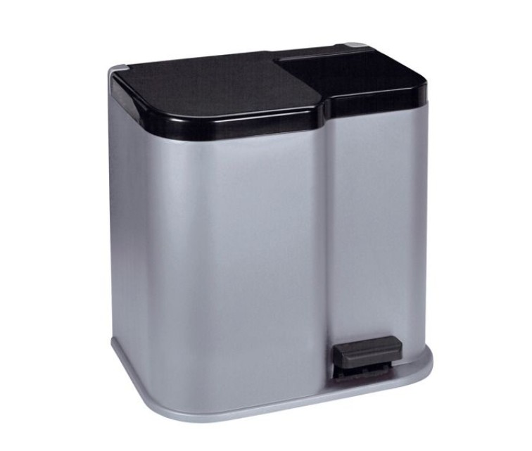 Duo 15+7L silver / dark grey pedal bin