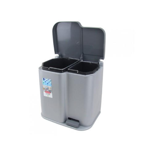 Duo 15+7L silver / dark grey pedal bin