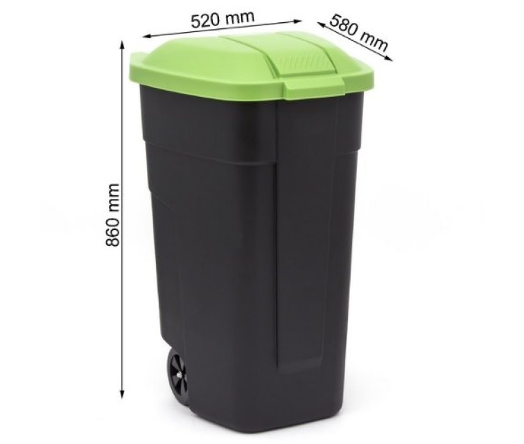 Контейнер для мусора на колесах 110L черный / зеленый