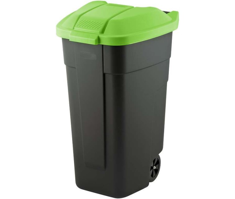 Контейнер для мусора на колесах 110L черный / зеленый