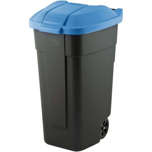 Atkritumu tvertne uz riteņiem 110L melna/zila Atkritumu tvertne uz riteņiem 110L melna/zila