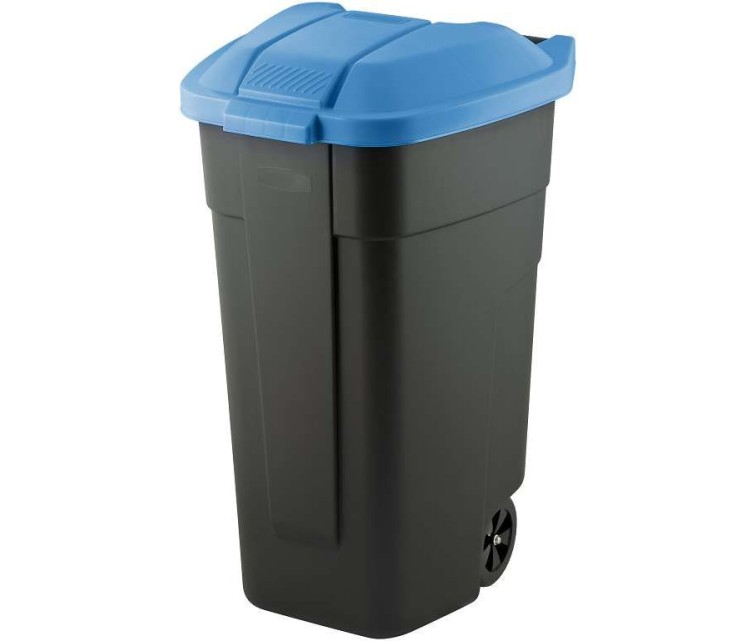 Atkritumu tvertne uz riteņiem 110L melna/zila