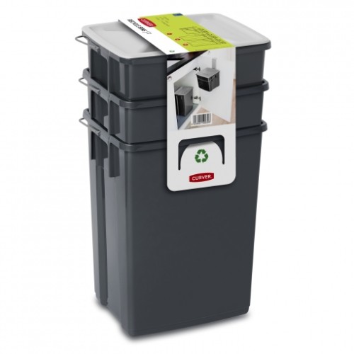 Atkritumu tvertņu komplekts Biobox 2x10L+6L pelēks Atkritumu tvertņu komplekts Biobox 2x10L+6L pelēks