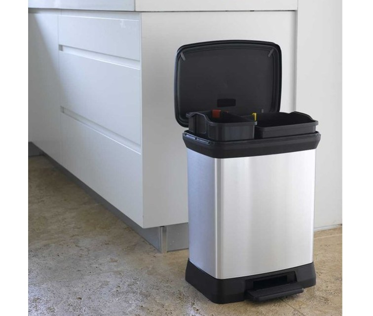 Metallic waste pedal bin Deco Bin Duo 10+18L silver