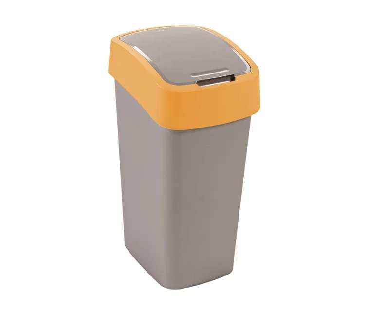 Šiukšliadėžė Curver Flip Bin 50 L, pilka/geltona