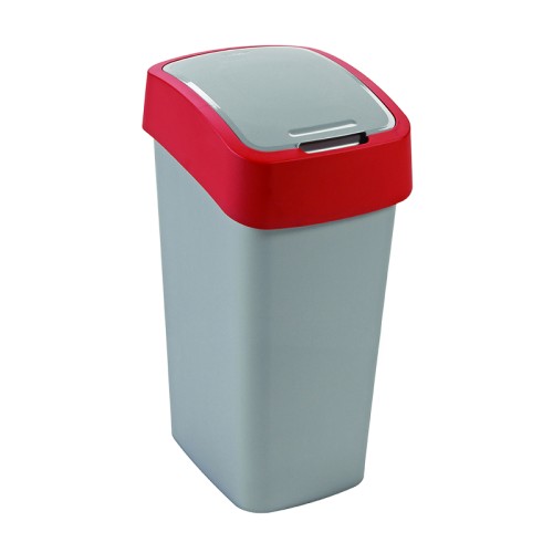 Atkritumu spainis Flip Bin 45L sudraba/sarkana Atkritumu spainis Flip Bin 45L sudraba/sarkana