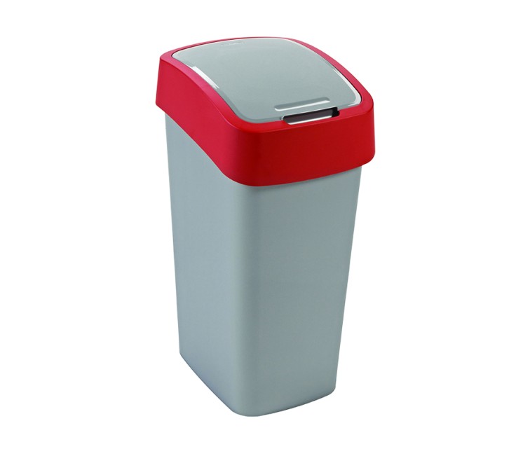 Atkritumu spainis Flip Bin 45L sudraba/sarkana