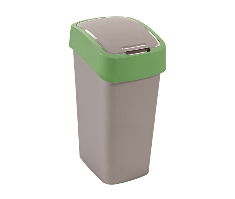 Waste bucket Flip Bin 45L silver/green