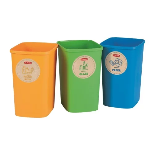 Atkritumu spainu bez vāka komplekts Deco Flip Bin 3x10L zils/zaļš/dzeltens