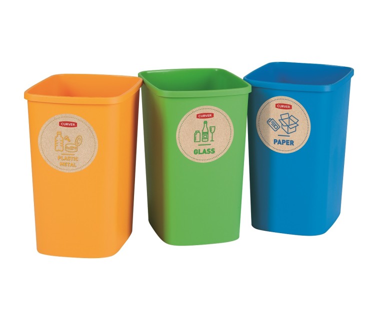 Set of waste buckets without lid Deco Flip Bin 3x10L blue/green/yellow