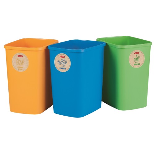 Atkritumu spaiņu bez vāka komplekts  Deco Flip Bin 3x25L zils/zaļš/dzeltens