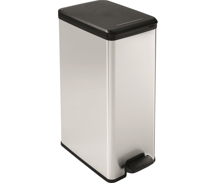 Pedal bucket metallized Slim Bin 40L silver