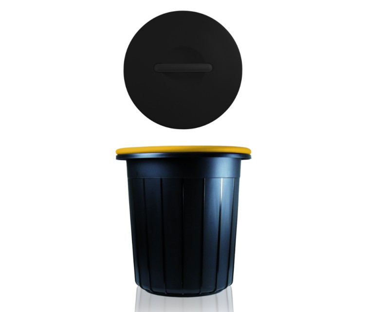 Контейнер для мусора Ecosolution 25L 37,5x37,5x39см тёмно-серый/жёлтый