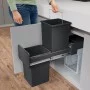 Atkritumu šķirošanas sistēma iebūvējamā EcoLine Design L / 2x14L / melna Atkritumu šķirošanas sistēma iebūvējamā EcoLine Design L / 2x14L / melna