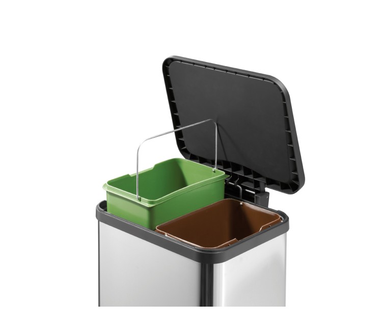 Atkritumu šķirošanas tvertne ar pedāli Öko duo Plus M / 2x9L / nerūsējošā tērauda