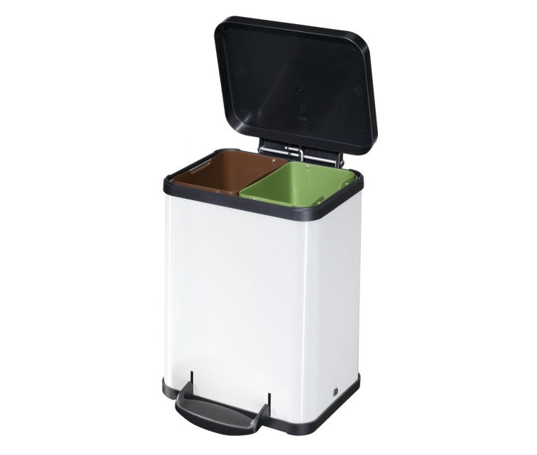 Waste sorting bin with pedal Öko duo Plus M / 2x9L / white