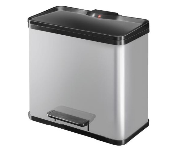 Waste sorting bin with pedal Öko duo Plus L / 17+9L / silver