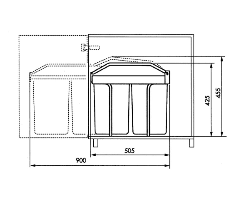 Atkritumu tvertne iebūvējamā Multi-Box duo L / 2x14L / balta