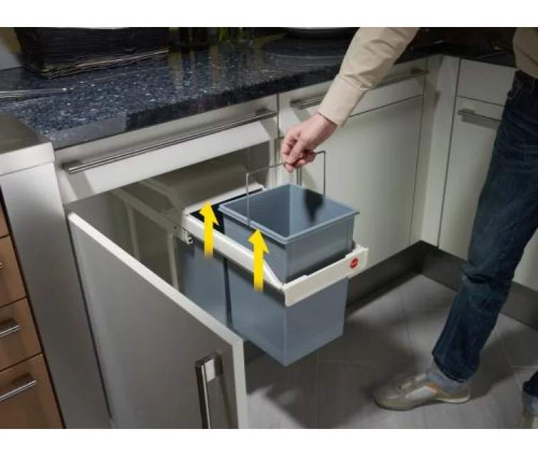 Hailo spintelės šiukšliadėžė Multi-Box Duo, kreminė, 2x14l, L dydžio Hailo spintelės šiukšliadėžė Multi-Box Duo, kreminė, 2x14l, L dydžio