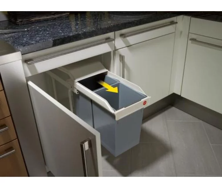 Hailo spintelės šiukšliadėžė Multi-Box Duo, kreminė, 2x14l, L dydžio Hailo spintelės šiukšliadėžė Multi-Box Duo, kreminė, 2x14l, L dydžio