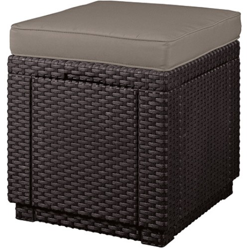 Garden chair/storage box Cube with cushion brown