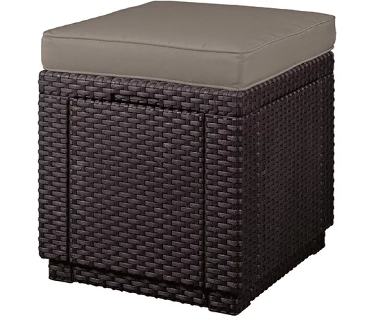 Garden chair/storage box Cube with cushion brown