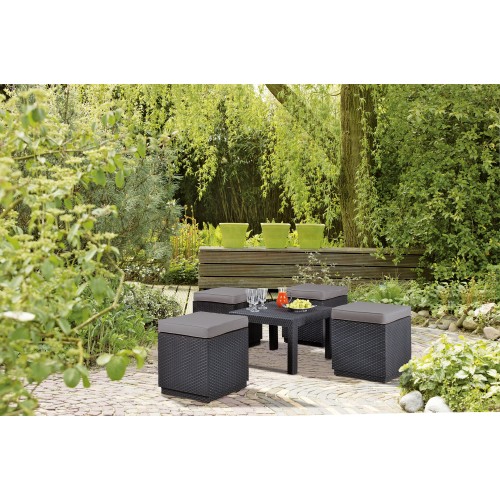 Garden chair/storage box Cube with cushion brown