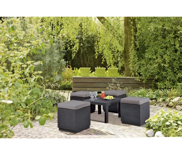 Garden chair/storage box Cube with cushion brown