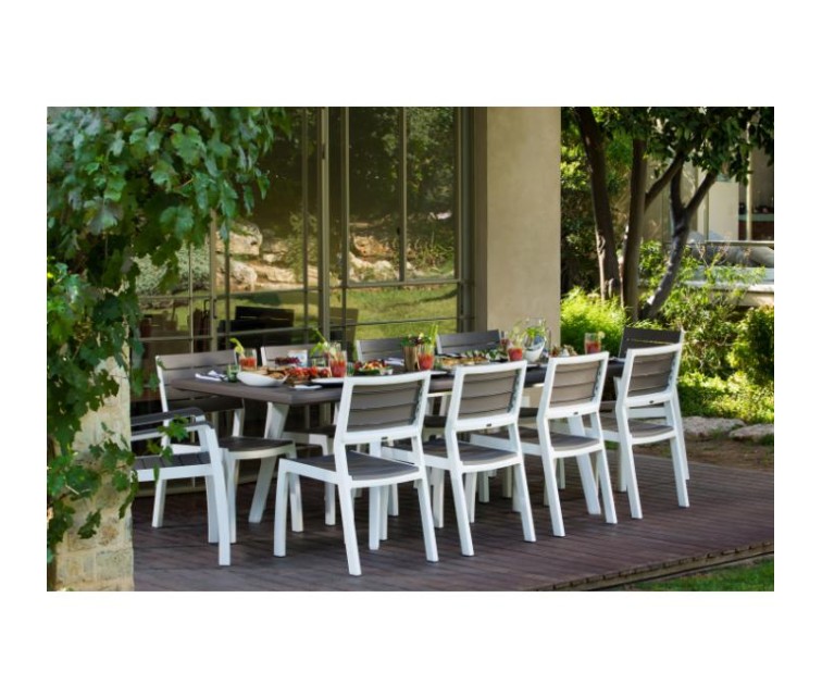 Dārza galds izvelkams Harmony Extendable balts/bēšs