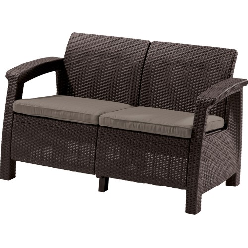 Dārza dīvāns divvietīgs Corfu Love Seat brūns Dārza dīvāns divvietīgs Corfu Love Seat brūns