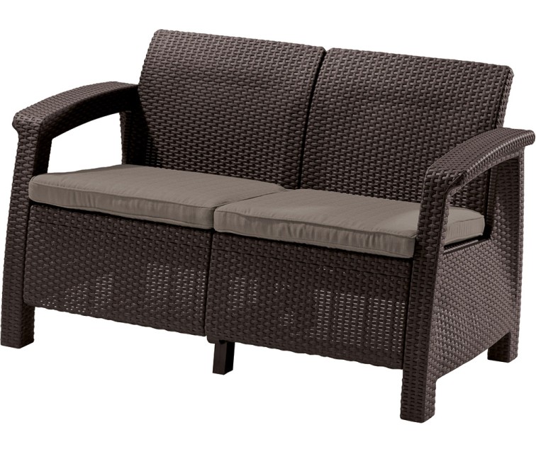 Garden sofa double Corfu Love Seat brown