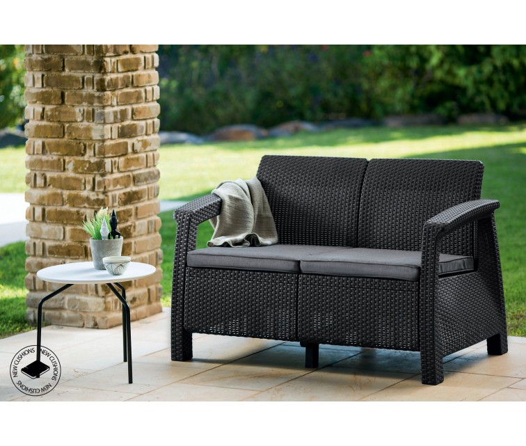 Garden sofa double Corfu Love Seat brown