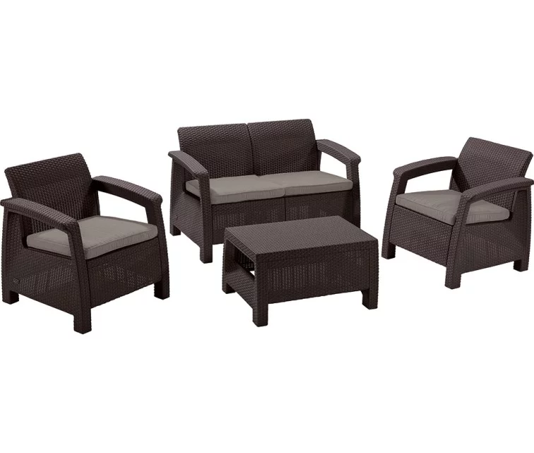 Lauko baldų komplektas Keter ALLiBERT Corfu set, rudas Lauko baldų komplektas Keter ALLiBERT Corfu set, rudas