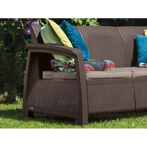 Corfu Love Seat Max brown three-seater garden sofa