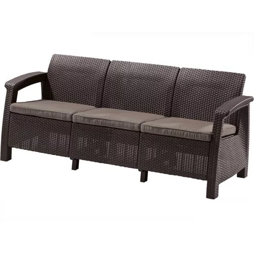Corfu Love Seat Max brown three-seater garden sofa