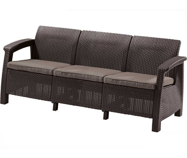 Corfu Love Seat Max brown three-seater garden sofa