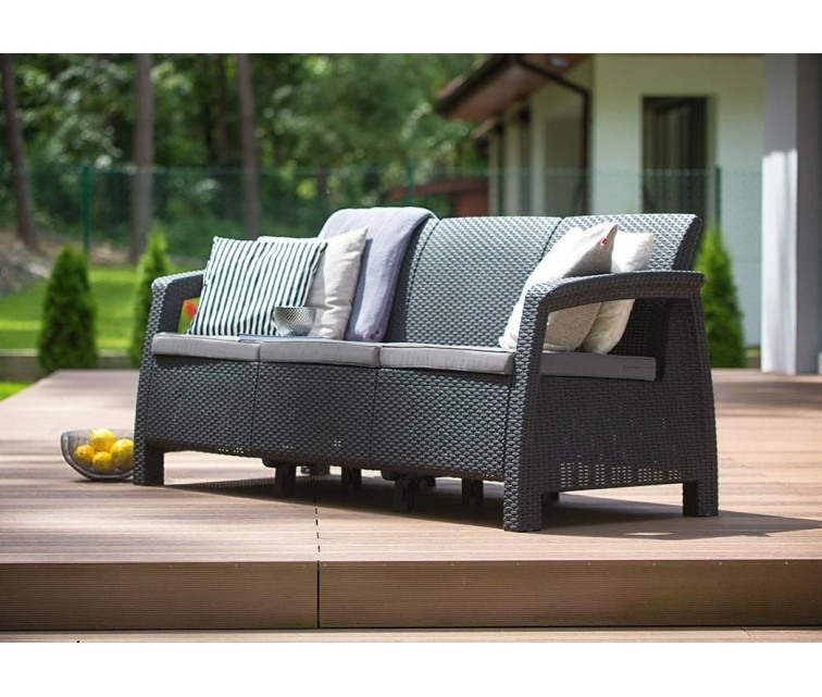 Corfu Love Seat Max triple garden sofa grey