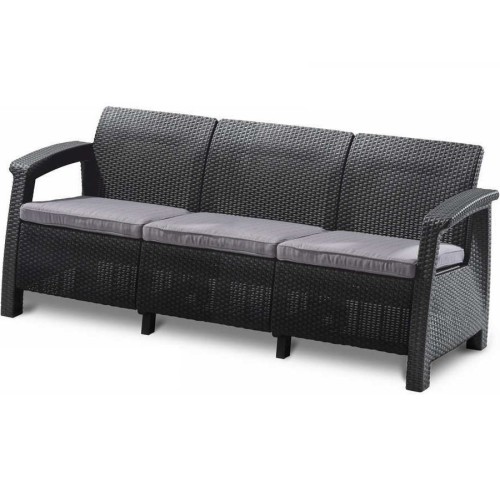 Dārza dīvāns trīsvietīgs Corfu Love Seat Max pelēks Dārza dīvāns trīsvietīgs Corfu Love Seat Max pelēks